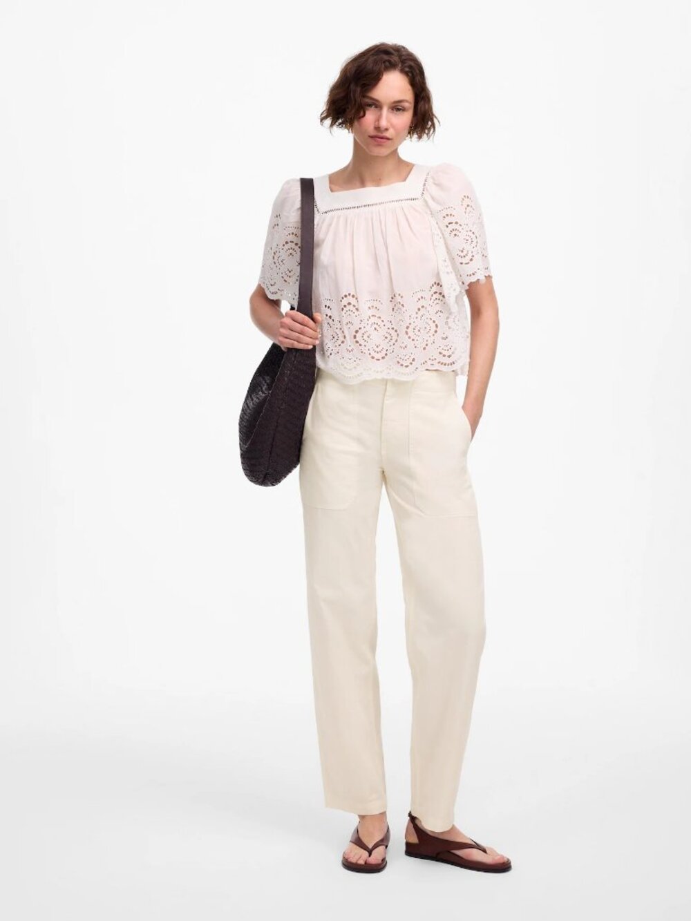 Madewell Tapered-Leg Utility Pants Ivory Size 27